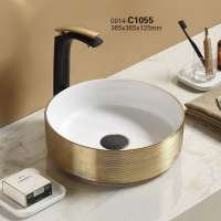 PATE lavabo manufacturer round counter top art basin metal style gold Stainless steel bathroom sink