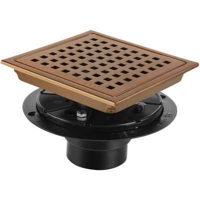 6 Inch Flange SS304 Quadrato Pattern Grate Brushed Red Bronze Antique Copper Square Shower Drain Shower Floor Drain